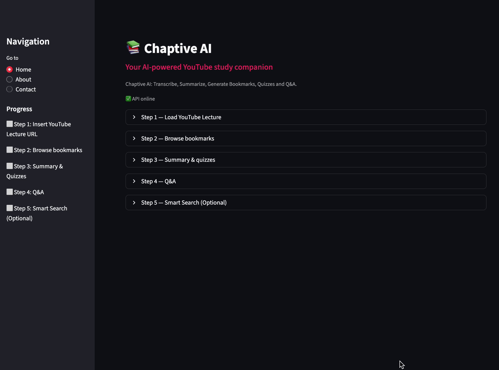 Animated demo of quiz and summary sliders